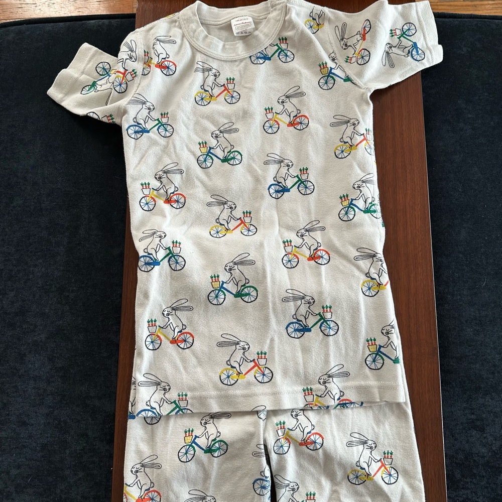 Hanna Andersson Multicolor Bunny Bicycle Pajama Set